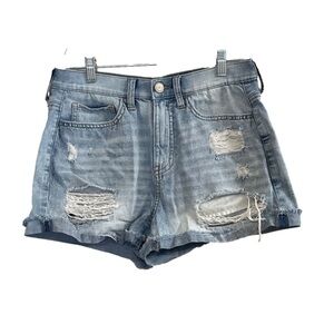 Women's So Relaxed Mom High Rise Distressed Denim Light Wash Shorts. Size 9/ 29